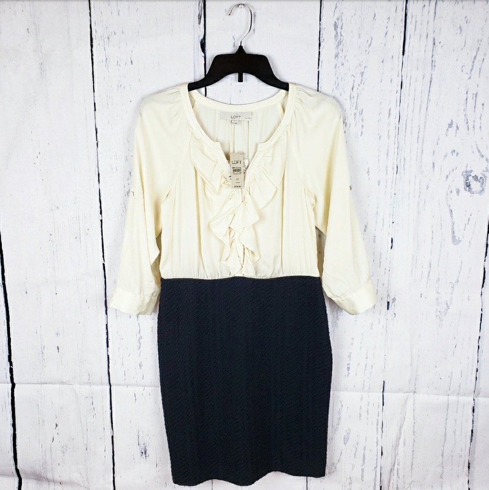 Ann Taylor | LOFT Black and Cream Dress